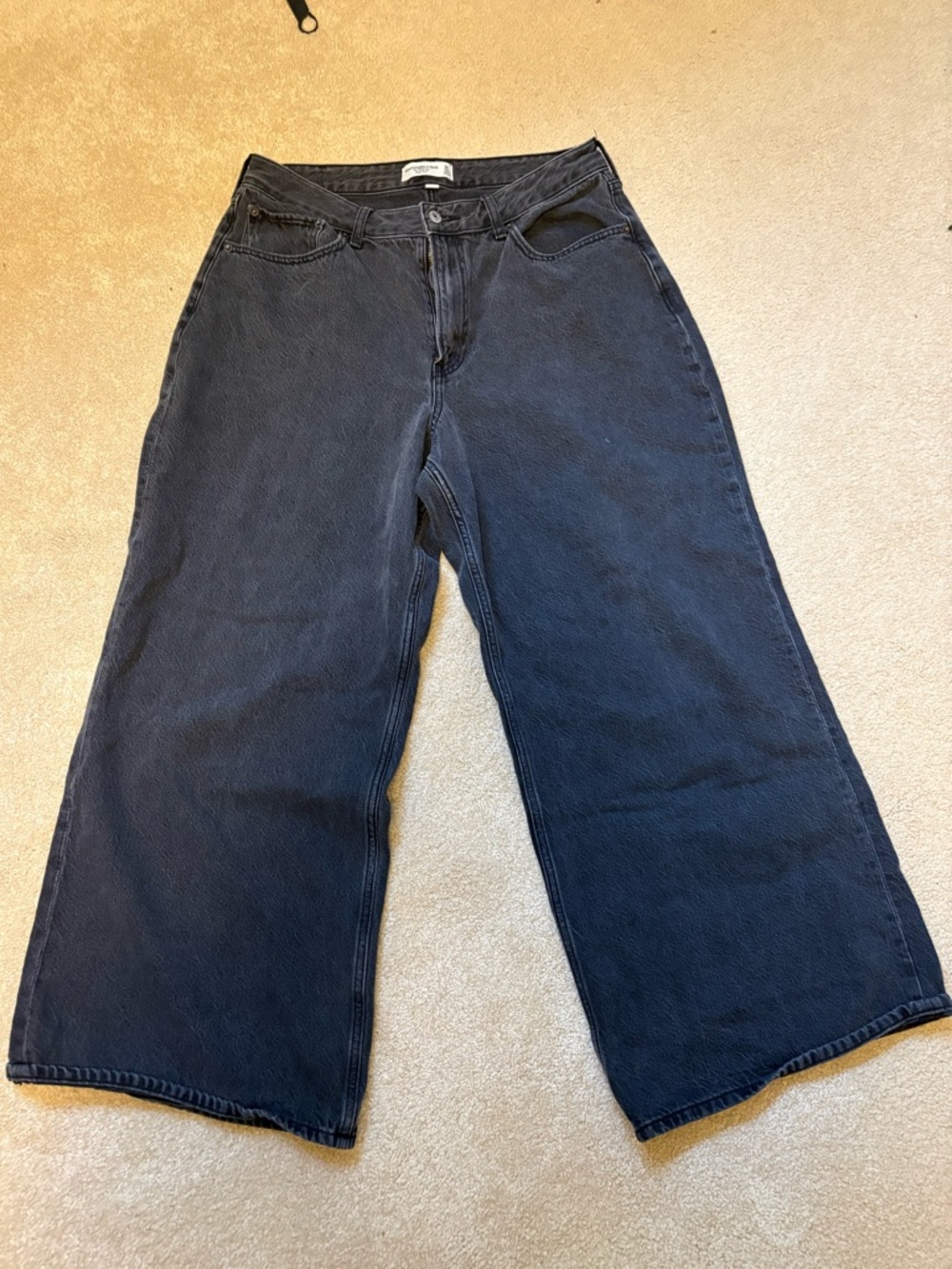Abercrombie & Fitch Curve Love washed black high rise wide leg jeans